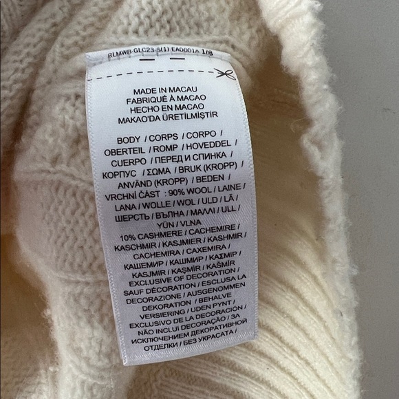 POLO Ralph Lauren Cable Knit Wool Cashmere Cream Crewneck Sweater XS $248 - Picture 9 of 9